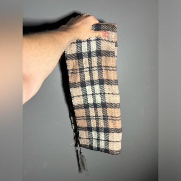 NWT Steve Madden Plaid Houndstooth Blush Double Sided Scarf - Picture 2 of 5